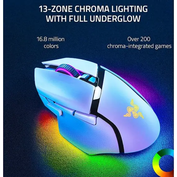 მაუსი Razer Basilisk V3 Pro, RGB, USB-A/WL/BT, White , 2 image - Primestore.ge