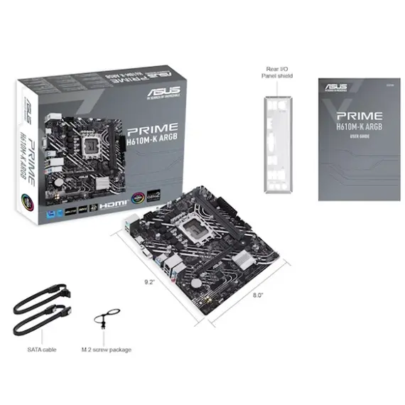 დედა დაფა ASUS PRIME H610M-K ARGB s1700 H610 2xDDR5 M.2 HDMI D-Sub mATX ARGB , 4 image - Primestore.ge