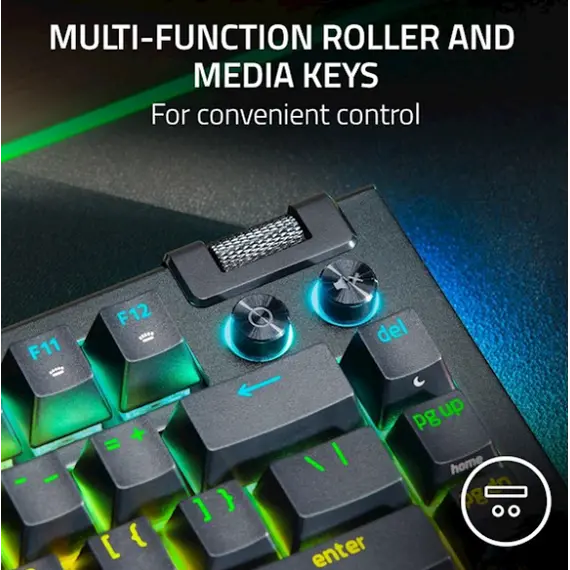 კლავიატურა Razer Keyboard BlackWidow V4 75% RGB 83key Mechanical Tactile Switch GEN-3 USB EN, black , 3 image - Primestore.ge