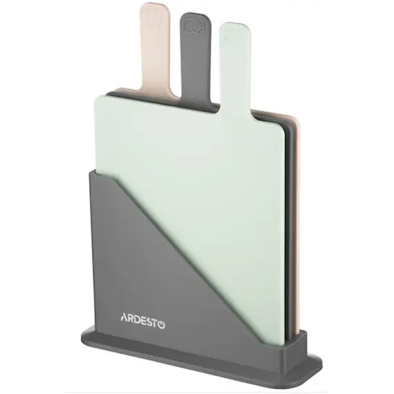 საჭრელი დაფა Ardesto Cutting boards set on stand Fresh 3 pcs.: 24,1*33*7,9 cm, plastic  - Primestore.ge