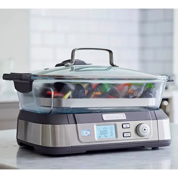 ორთქლსახარში Cuisinart STM1000E, 1800W, 5L, Electric Glass Steamer, Black/Silver , 2 image - Primestore.ge