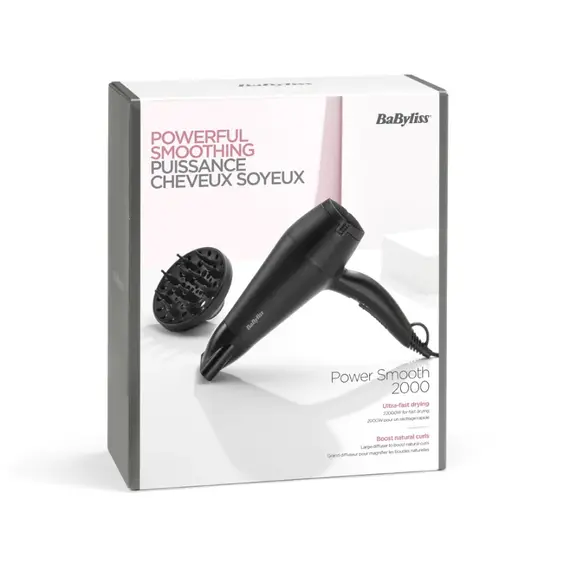 თმის საშრობი Babyliss D215DE Power Smooth 2200 Hair Dryer Black - Primestore.ge