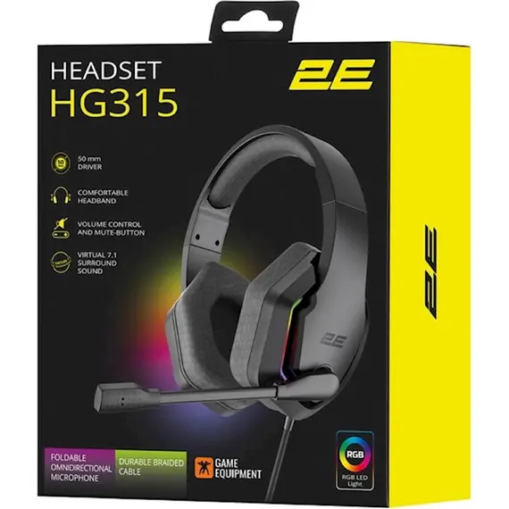 ყურსასმენი 2E HG315 Gaming Headset, Wired, RGB, USB, Black , 5 image - Primestore.ge