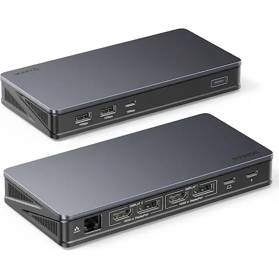USB-C Hub UGREEN CM615 (90912) Revodok Pro 209, Type-C, USB, HDMI, RJ45, DP, PD, Docking Station, Black