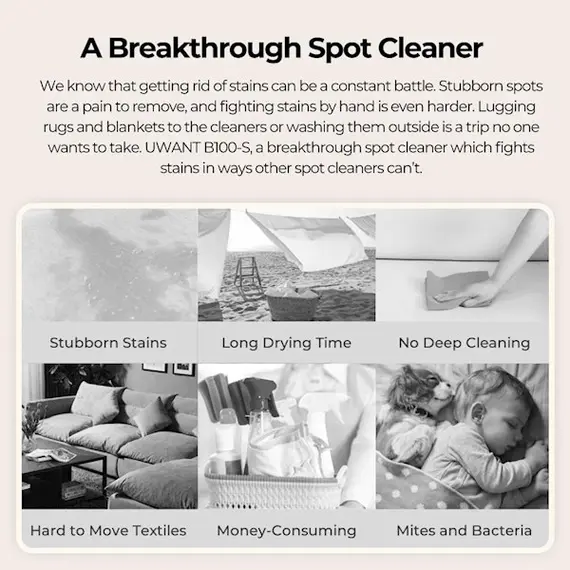 ქიმწმენდის აპარატი Uwant B100-S, 450W, 1.8L, Multiple Spot Cleaner, White , 9 image - Primestore.ge