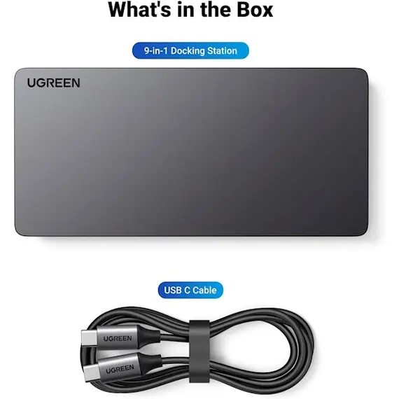 USB-C Hub UGREEN CM615 (90912) Revodok Pro 209, Type-C, USB, HDMI, RJ45, DP, PD, Docking Station, Black, 2 image