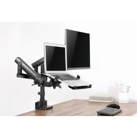Monitor hanger Gembird MA-DA3-02 Desk mounted adjustable monitor arm with notebook tray (full-motion) 17"-32", 3 image
