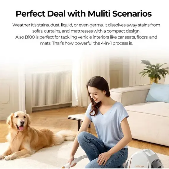 ქიმწმენდის აპარატი Uwant B100-S, 450W, 1.8L, Multiple Spot Cleaner, White , 12 image - Primestore.ge