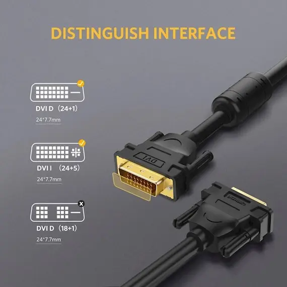 DVI კაბელი UGREEN DV101 (11607), DVI 24+1 Male To Male, 3m, Black , 3 image - Primestore.ge