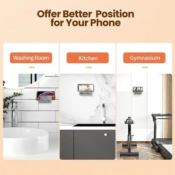 მობილურის დამჭერი UGREEN LP193 (70584), Wall Mount, Phone Holder, Grey , 4 image - Primestore.ge