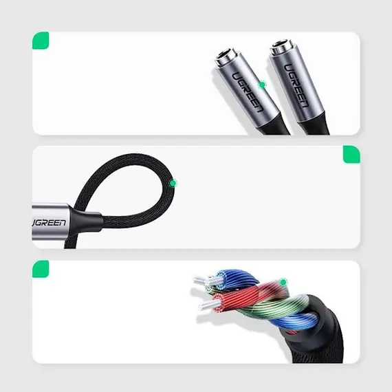 აუდიო ადაპტერი UGREEN AV144 (30732), Type C Male To 2x3.5 mm Female, Audio Cable, 25cm, Space Gray , 3 image - Primestore.ge
