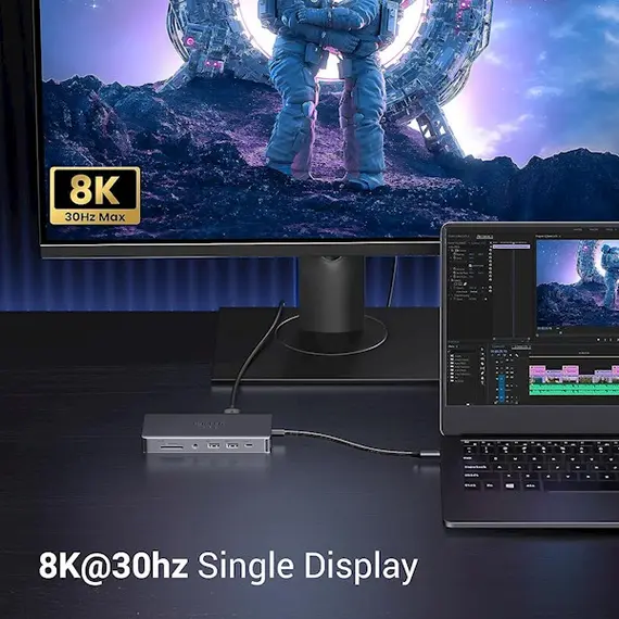 USB-C ჰაბი UGREEN CM681 (15965) Revodok Pro 211, Type-C, USB, HDMI, RJ45, PD, TF/SD, Hub, Grey , 7 image - Primestore.ge