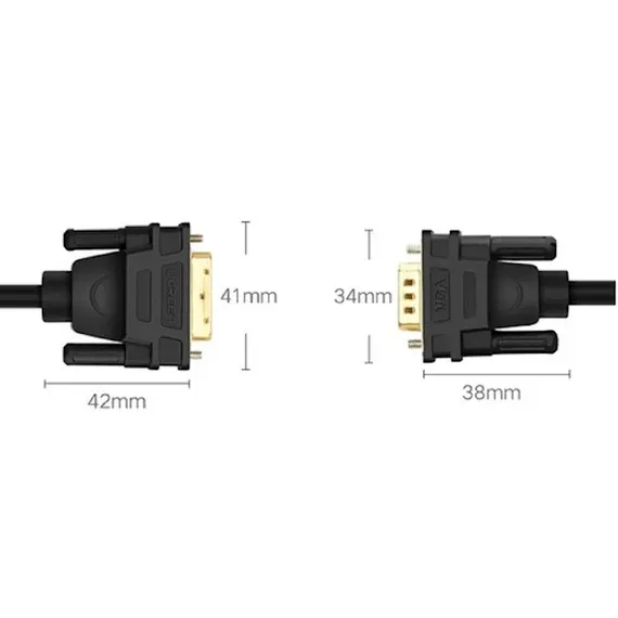 ვიდეო კაბელი UGREEN MM118 (30838), DVI 24+1 To VGA, 1.5m, Black , 2 image - Primestore.ge