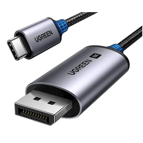 ვიდეო კაბელი UGREEN CM556 (25158), Type C to DisplayPort, 2m, Black/Grey  - Primestore.ge