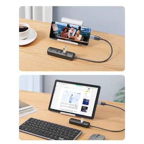 USB-C ჰაბი UGREEN CM416 (20984), USB-C, USB, RJ45, Hub, Black , 4 image - Primestore.ge