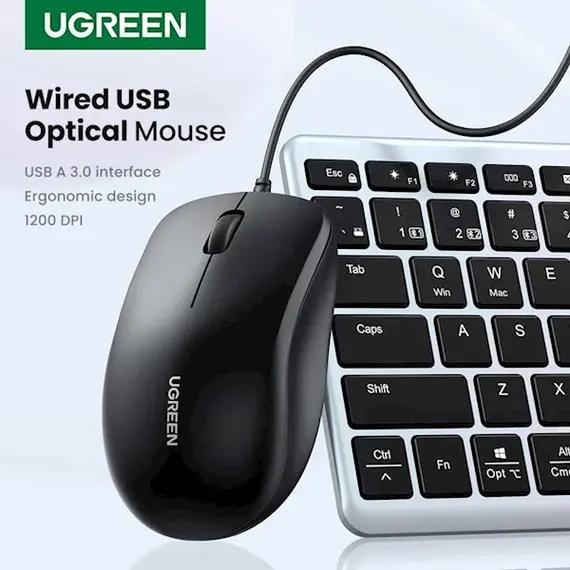 მაუსი UGREEN MU007 (90789), Wired, USB, Mouse, Black , 3 image - Primestore.ge