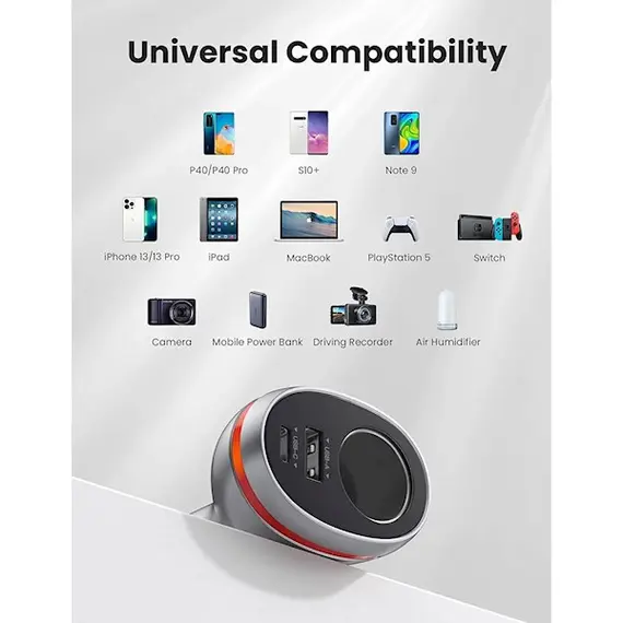 მანქანის დამტენი UGREEN CD204 (60712), 84W, USB, Type C, Grey , 2 image - Primestore.ge