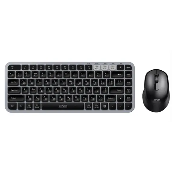 კლავიატურა და მაუსი 2E Combo keyboard and mouse MK430 WL/BT, EN/UK/RU, grey-black  - Primestore.ge