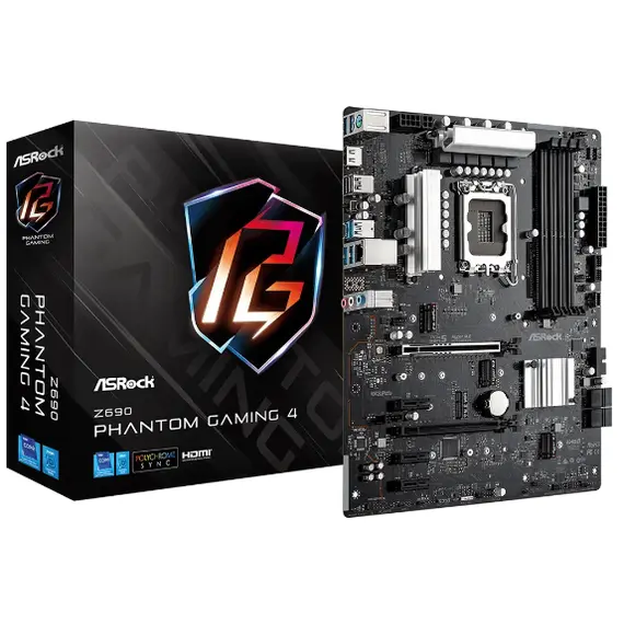 დედა დაფა ASRock Z690 PHANTOM GAMING 4 s1700 Z690 4xDDR4 M.2 HDMI DP ATX  - Primestore.ge