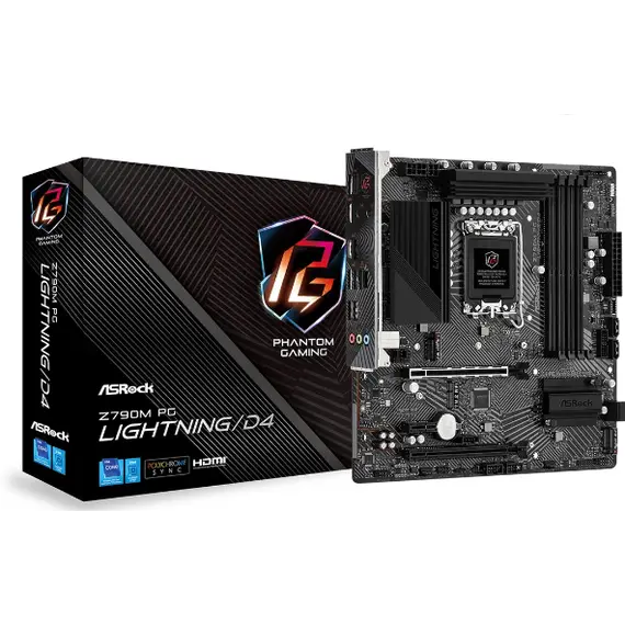 დედა დაფა ASRock Z790M PG Lightning/D4 s1700 Z790 4xDDR4 M.2 HDMI DP mATX  - Primestore.ge