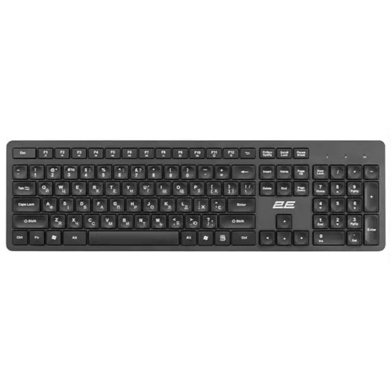 კლავიატურა 2E Keyboard membrane KS260 106key, WL, EN/UK, black  - Primestore.ge