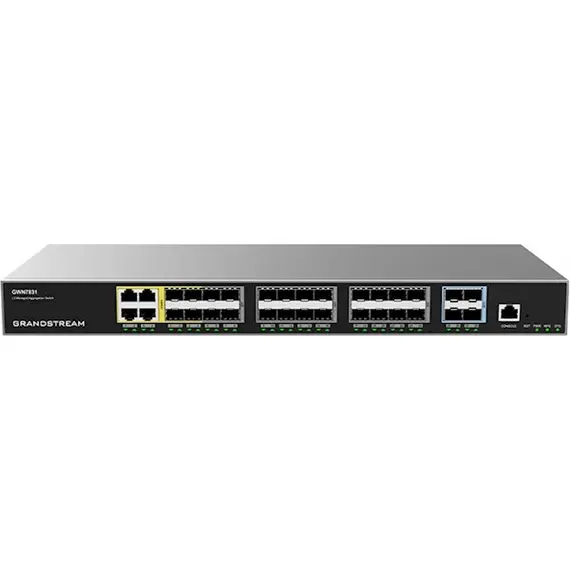 სვიჩი Grandstream GWN7831, Layer 3 Managed Network Switch, 24x SFP, 4x SFP+, 4x GbE combo, optional redundant PSU  - Primestore.ge