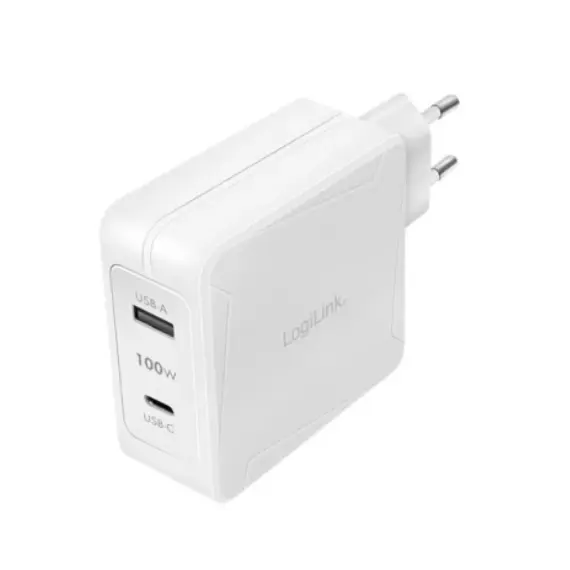 ადაპტერი Logilink PA0281 Dual USB charger set 1x USB-C 1x USB-A 100W white - Primestore.ge