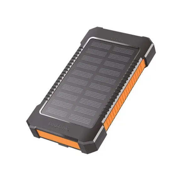 პორტატული დამტენი Logilink PA0304 Solar Power Bank 8000mAh Flashlight 2xUSB Orange/Black  - Primestore.ge