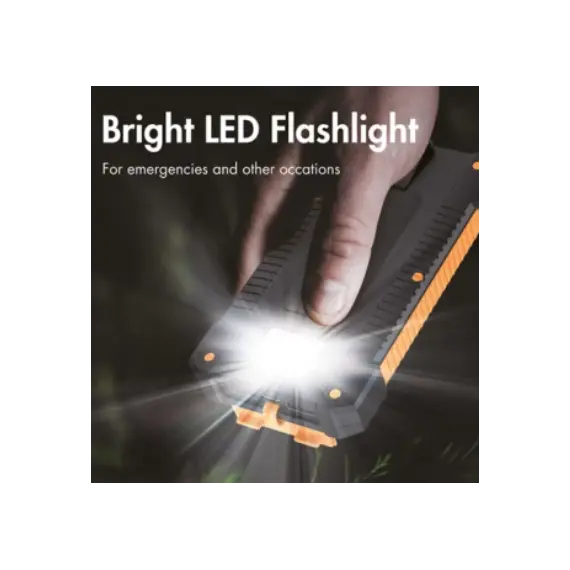 პორტატული დამტენი Logilink PA0304 Solar Power Bank 8000mAh Flashlight 2xUSB Orange/Black , 6 image - Primestore.ge