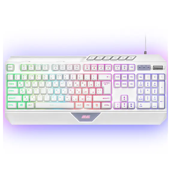 კლავიატურა 2E GAMING Membrane keyboard KG315 110key, USB-A, EN/UA, RGB, white - Primestore.ge