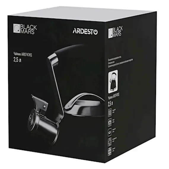 ჩაიდანი Ardesto Black Mars, 1.8 l, black, stainless steel , 3 image - Primestore.ge