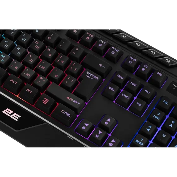 კლავიატურა 2E GAMING Membrane keyboard KG315 110key, USB-A, EN/UA, RGB, black , 5 image - Primestore.ge
