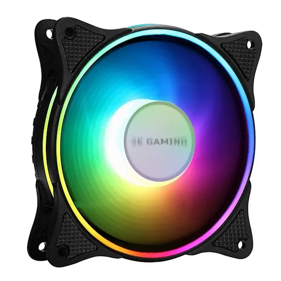 ქულერი 2E GAMING  Case fan (F120OI-ARGB), 120mm, 3+3pin 5V Aura, white blades, black frame,outer-inner LED , 3 image - Primestore.ge