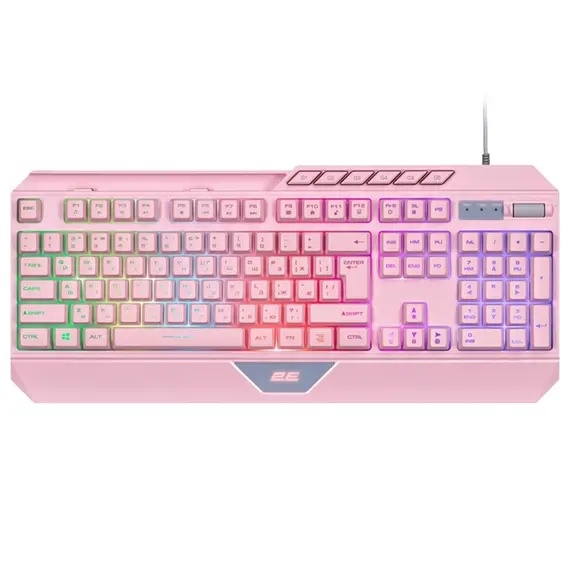 კლავიატურა 2E GAMING Membrane keyboard KG315 110key, USB-A, EN/UA, RGB, pink  - Primestore.ge