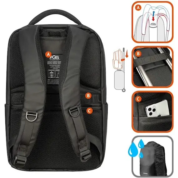 ნოუთბუქის ჩანთა Tucano LUNAR BACKPACK 15.6" BLACK , 3 image - Primestore.ge