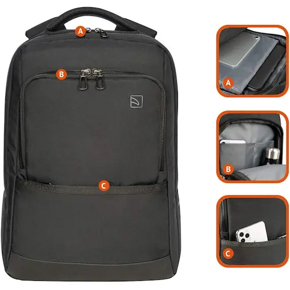 ნოუთბუქის ჩანთა Tucano LUNAR BACKPACK 15.6" BLACK , 2 image - Primestore.ge