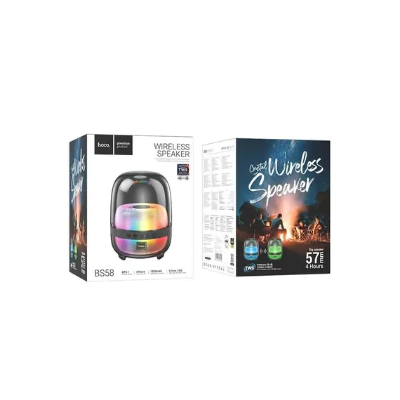 დინამიკი Hoco BS58 Crystal colorful luminous  portable speaker Magic black night , 3 image - Primestore.ge