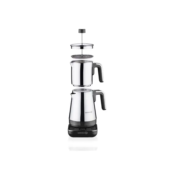 ჩაის დასაყენებელი Korkmaz A850-02 Moderna Electrical Tea pot Set Black/Chrome , 2 image - Primestore.ge