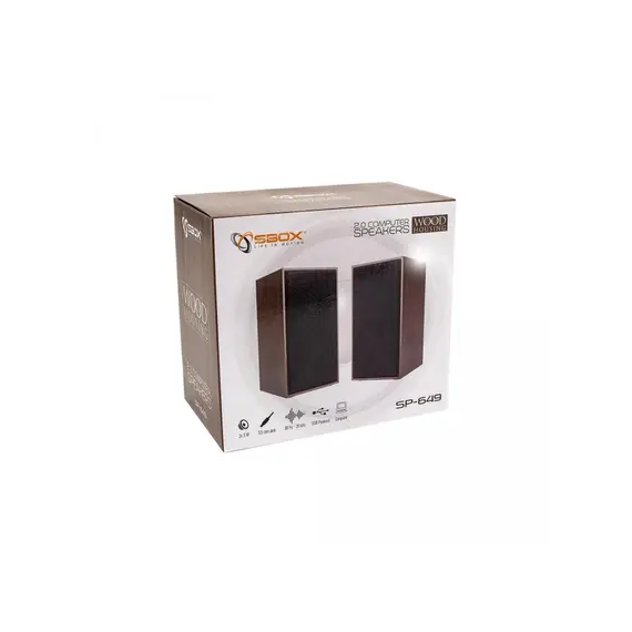 SPEAKERS SBOX SP-649 2 x 3W, USB DC 5V, Wood, 3 image
