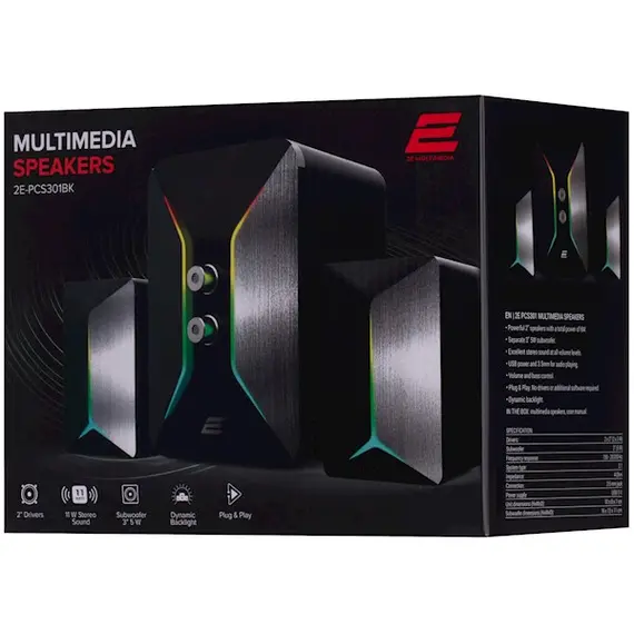დინამიკი 2E Multimedia speaker PCS301 RGB, 2.1, USB, Black , 3 image - Primestore.ge