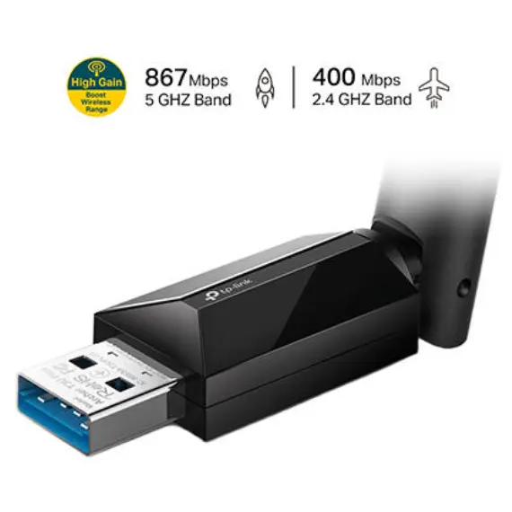 ადაპტერი TP-Link AC1300 High Gain Dual Band USB Adapter Archer T3U Plus - Primestore.ge