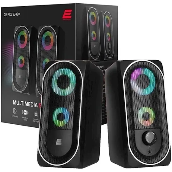 დინამიკი 2E Multimedia speaker PCS234 RGB, 2.0, USB, Black - Primestore.ge