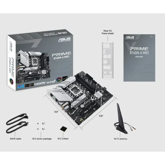 დედა დაფა ASUS Motherboard PRIME B760M-A WIFI s1700 B760 4xDDR5 M.2 HDMI DP Wi-Fi BT mATX , 4 image - Primestore.ge