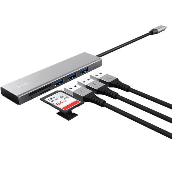 USB ჰაბი TRUST HALYX FAST USB-C HUB & CARD READER  - Primestore.ge