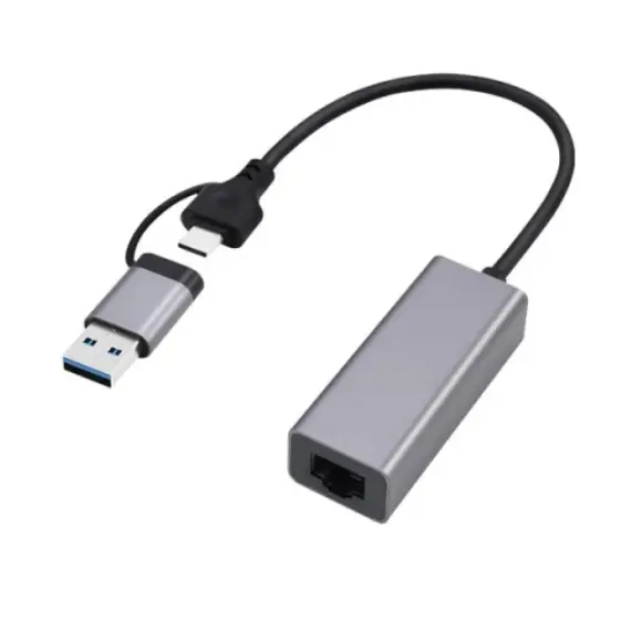 ადაპტერი Gembird A-USB3AC-LAN-01 USB 3.1 + type-C Gigabit network adapter space grey  - Primestore.ge