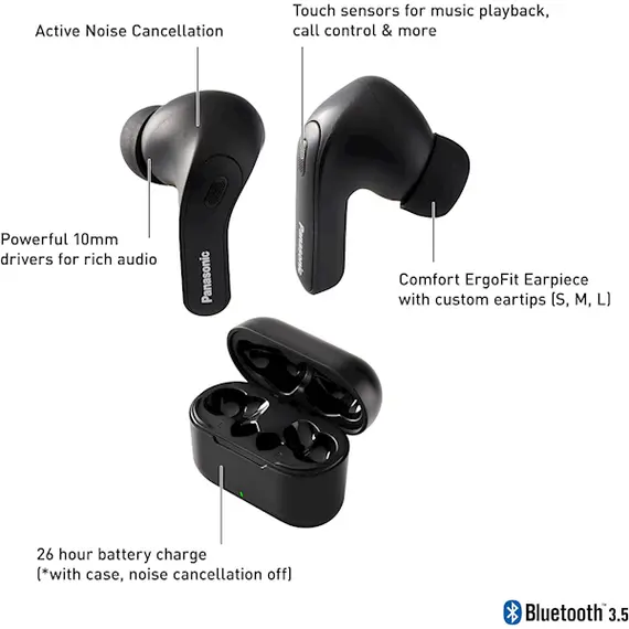 Headphone Panasonic RZ-B310WDG-K TWS Wireless headset Black, 2 image