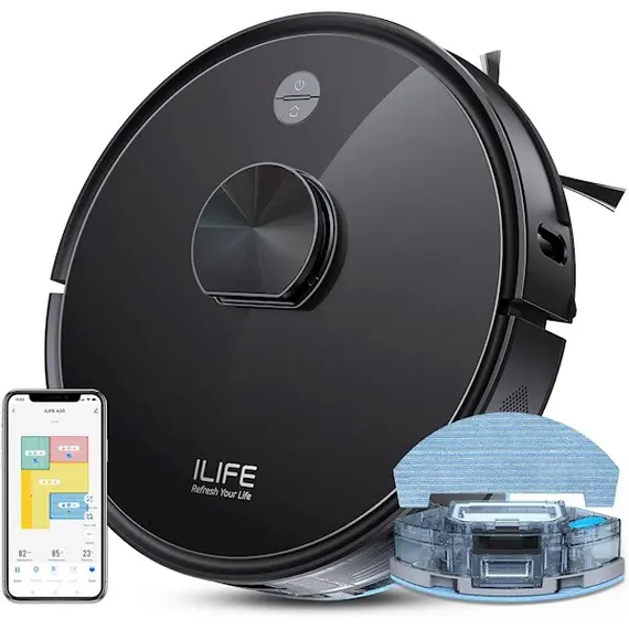 რობოტი მტვერსასრუტი Ilife A20, 4000Pa Laser Navigation Robotic Vacuum & Mop With APP Control, Black  - Primestore.ge