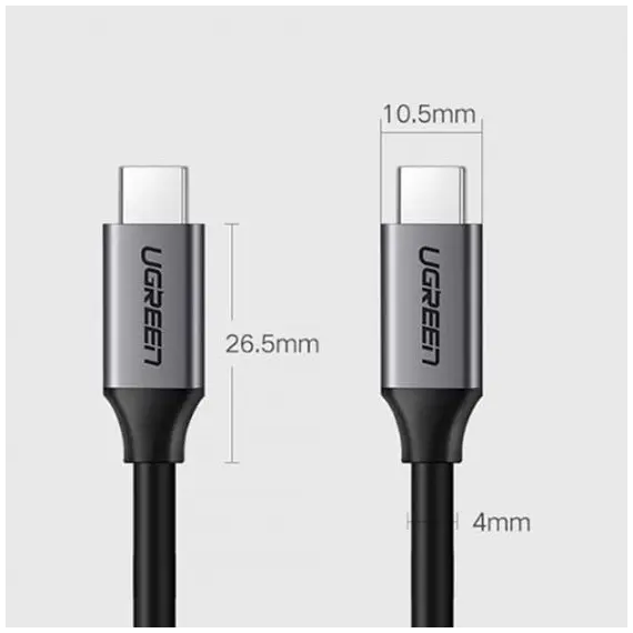 USB კაბელი UGREEN US161 (50751), USB 3.1 Type-c To Type-c Cable, 1.5m, Black , 3 image - Primestore.ge