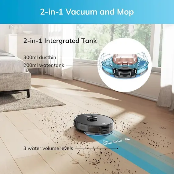 რობოტი მტვერსასრუტი Ilife A20, 4000Pa Laser Navigation Robotic Vacuum & Mop With APP Control, Black , 3 image - Primestore.ge