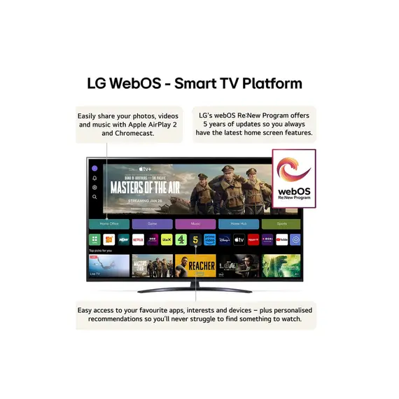 ტელევიზორი LG 75UT81006LA.AMCN  (2024)  IPS Smart 4K 178*/178* HDR10 BT5.1 Wi-Fi 2xUSB 3xHDMI 200x200 , 4 image - Primestore.ge